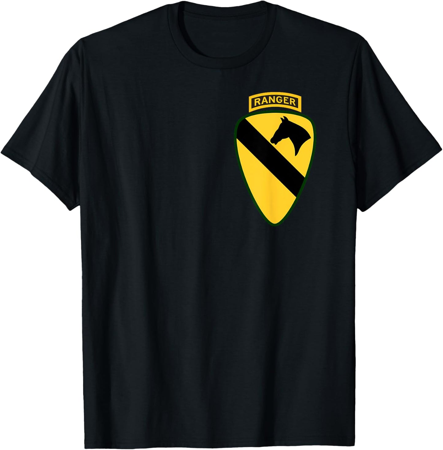 1st Cavalry Division Shirt - 1st CAV Shirt Ranger Tab 1.5x T-Shirt - T-Shirt | Black