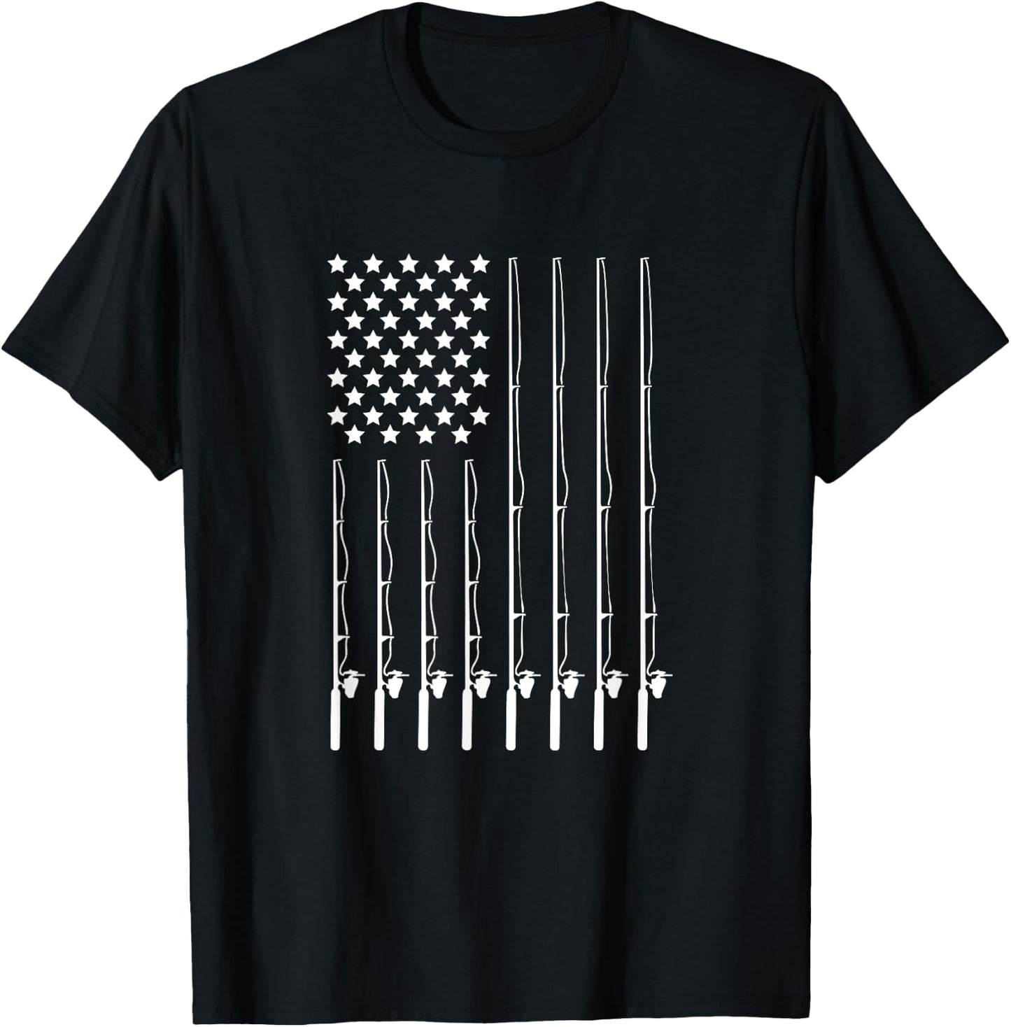 Proud Fishing Teez Women's Fishing Patriotic American Flag , Black, Small T-Shirt - T-Shirt | Black