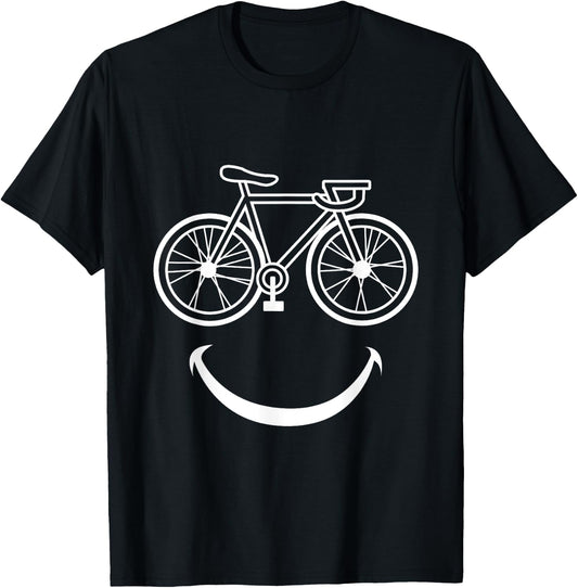 Funny Bicycle Smile Bike Smiling Face Biker T-Shirt - T-Shirt | Black