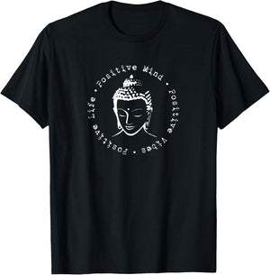 Positive Mindset Meditation Mindfulness Buddha Wisdom Quote T-Shirt - T-Shirt | Black