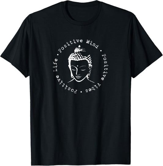Positive Mindset Meditation Mindfulness Buddha Wisdom Quote T-Shirt - T-Shirt | Black