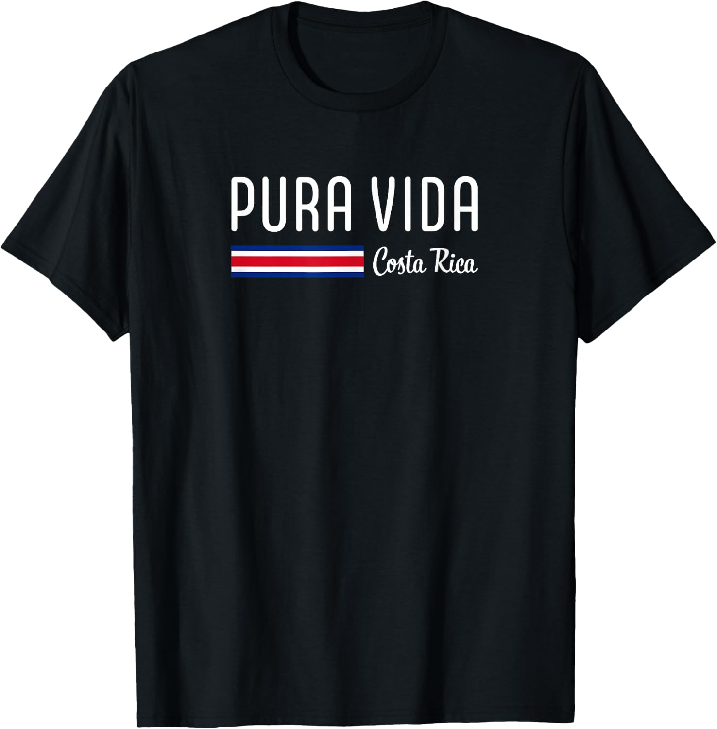 Pura Vida Costa Rica with Costa Rica Flag Colors Pura Vida T-Shirt - T-Shirt | Black
