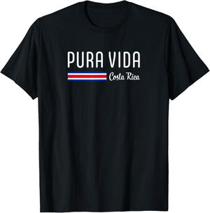 Pura Vida Costa Rica with Costa Rica Flag Colors Pura Vida T-Shirt - T-Shirt | Black