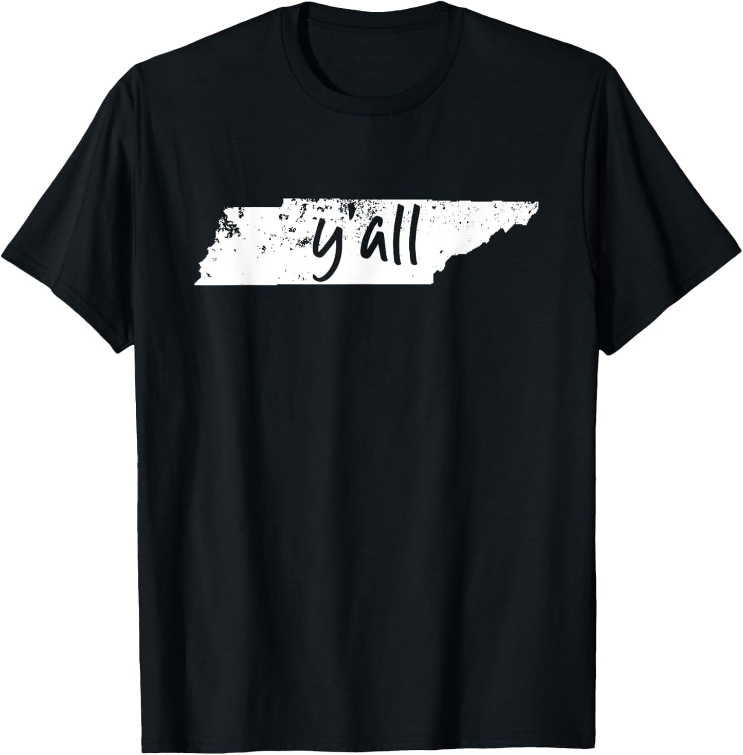 Tennessee State Y'all Shirt TN Pride Map Yall Distressed T-Shirt - T-Shirt | Black