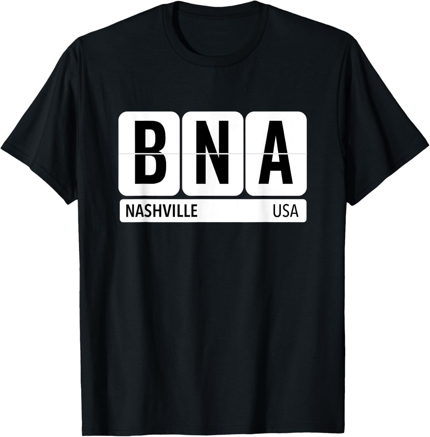 BNA Nashville USA Travel Souvenir Black Text T-Shirt - T-Shirt | Black