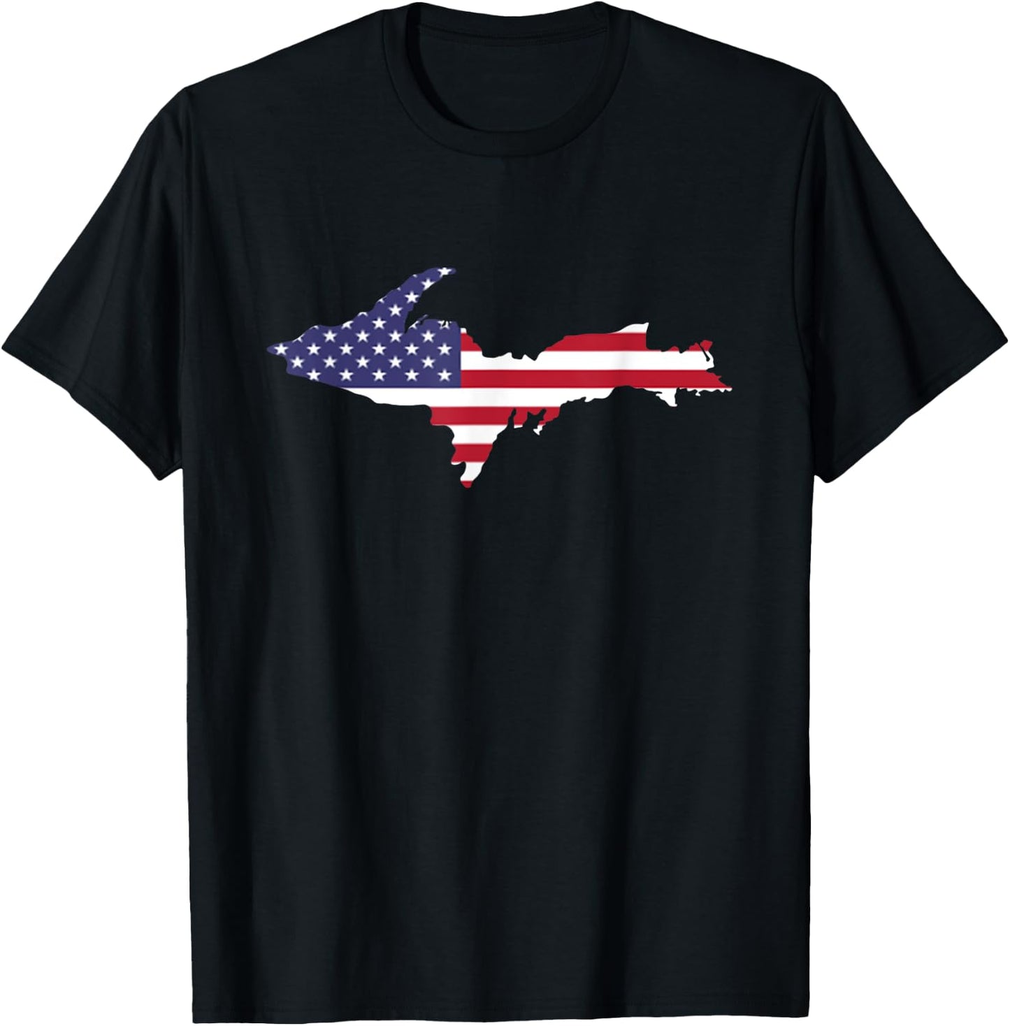 UP Upper Peninsula Michigan American Flag USA 906 Yoopers T-Shirt - T-Shirt | Black