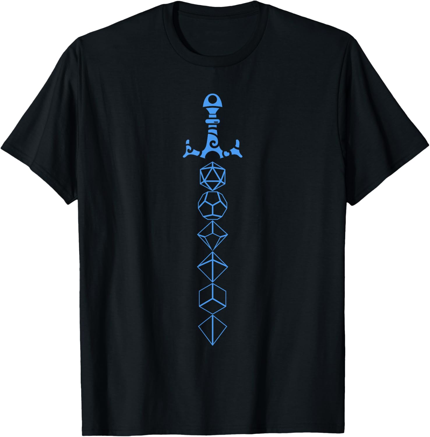 Nerdy Polyhedral Dice Sword D20 Dice Set Collector T-Shirt - T-Shirt | Black