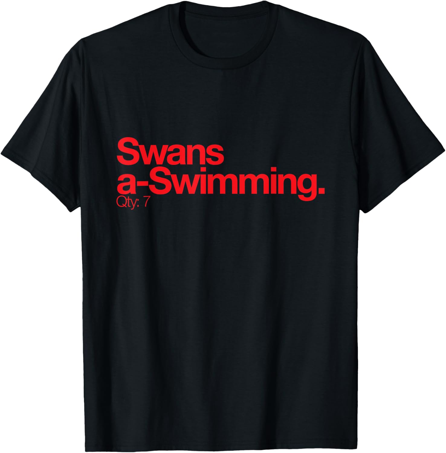 Minimalist Christmas T Shirt - Swans a Swimming Q 7 T-Shirt - T-Shirt | Black