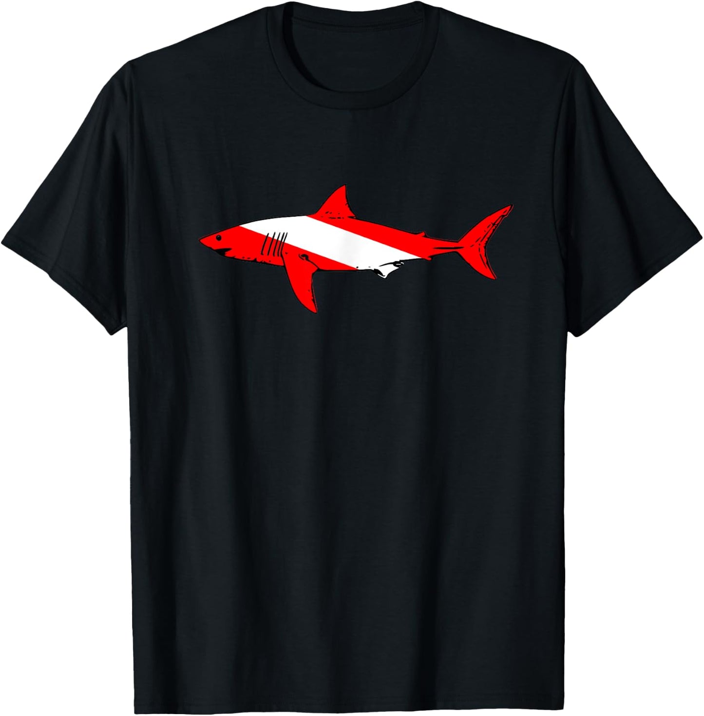 DIVE Shark Diver Down Flag Scuba Diving Graphic T-Shirt - T-Shirt | Black