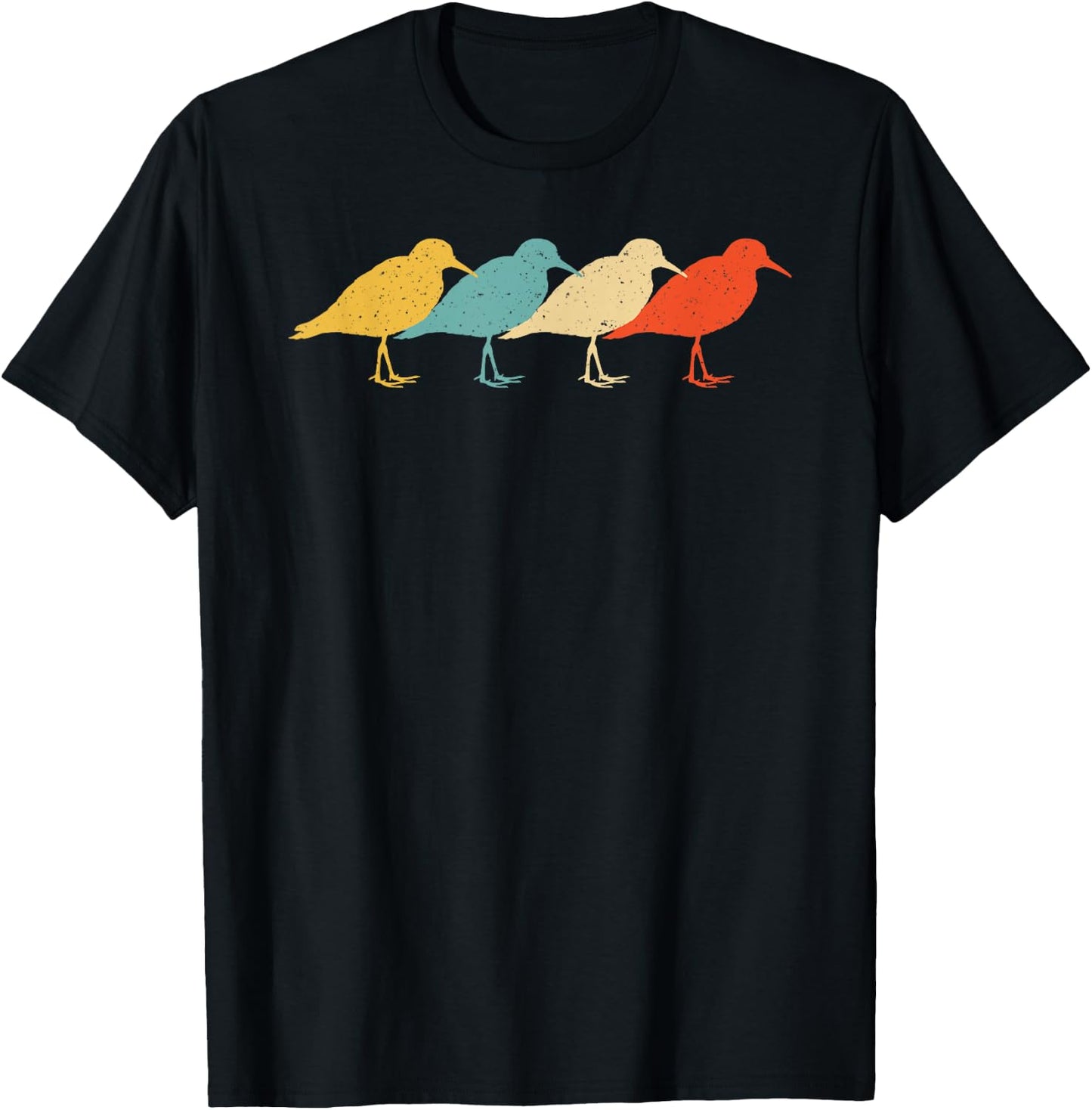 Dunlin Vintage Retro Sandpiper Bird Wader Lover 60s 70s Gift T-Shirt - T-Shirt | Black