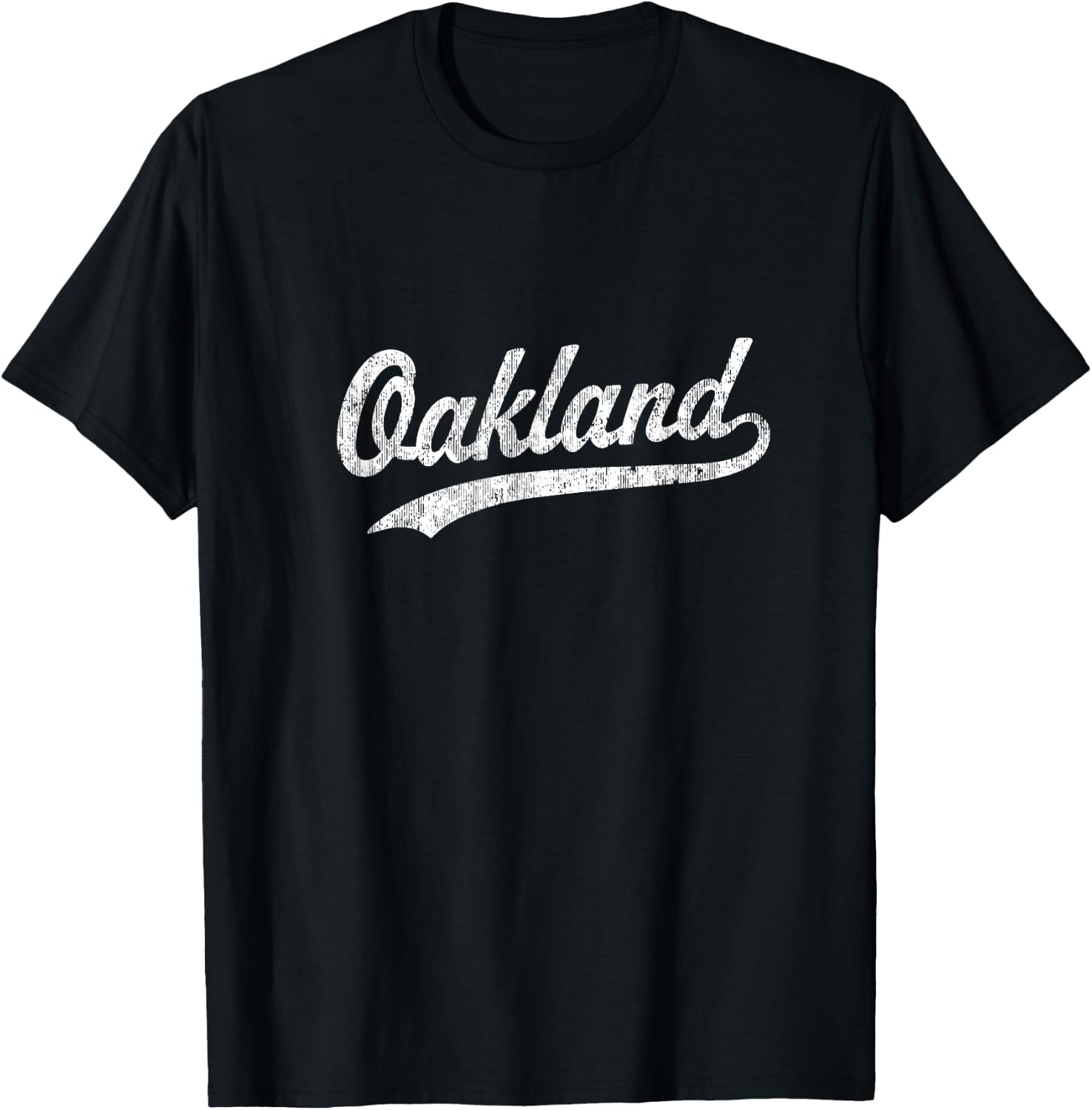 Oakland CA Vintage Baseball Sports Script T-Shirt - T-Shirt | Black