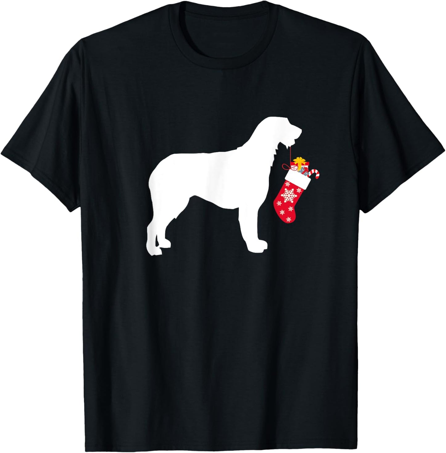 Irish Wolfhound Christmas Stocking Stuffer Dog T-Shirt - T-Shirt | Black