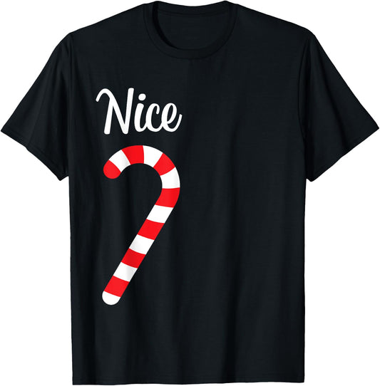 Matching Naughty and Nice Couples Christmas Pajamas T-Shirt - T-Shirt | Black