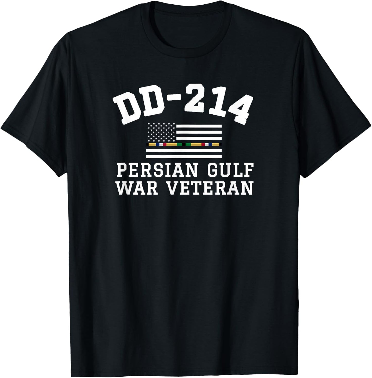 DD-214 Alumni Persian Gulf Veteran Thin Line Flag T-Shirt - T-Shirt | Black