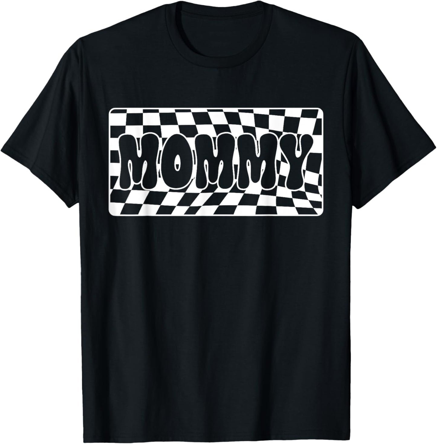 Retro Mommy Checkered Family Cool Matching T-Shirt - T-Shirt | Black