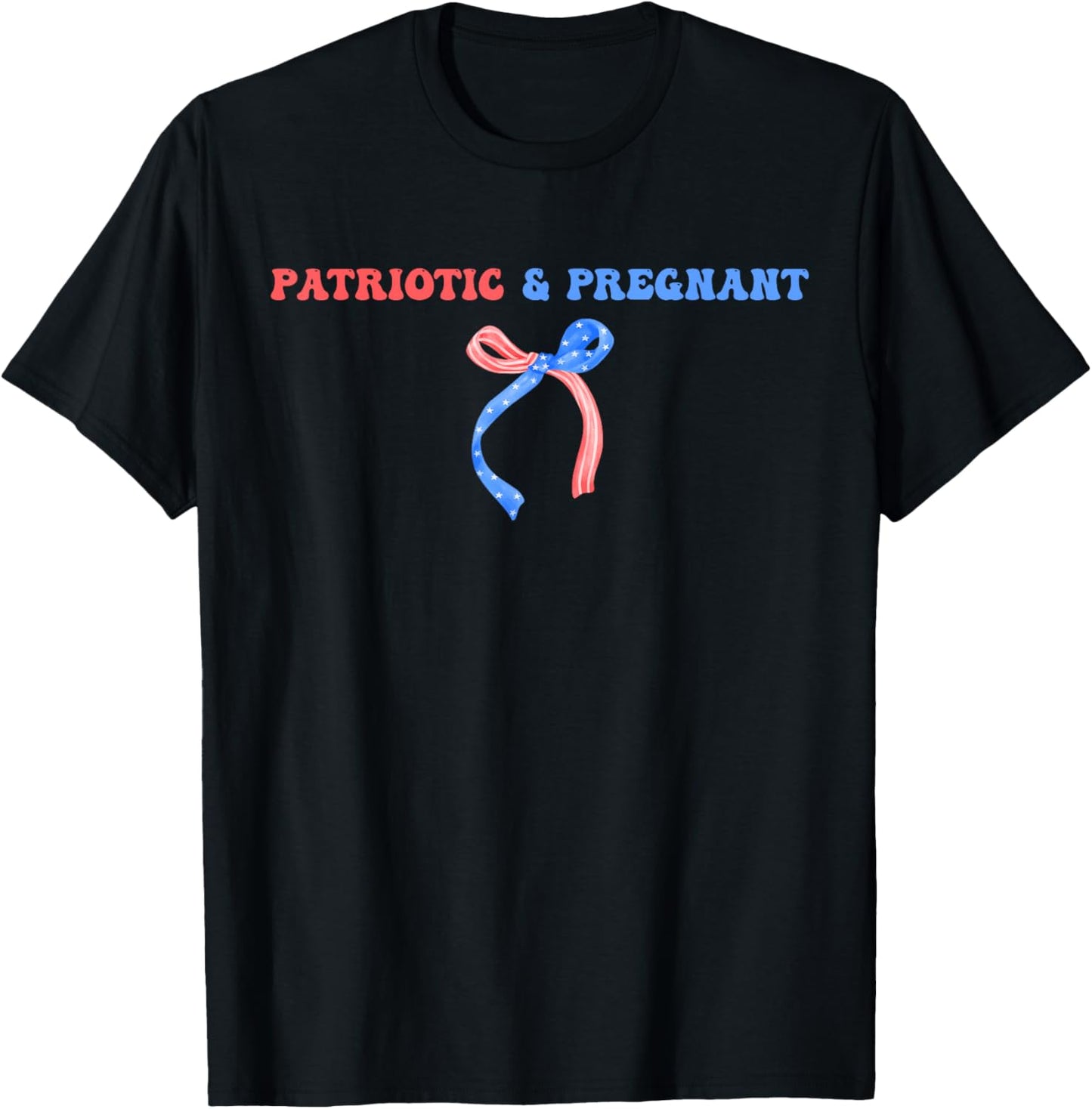 Patriotic & Pregnant 4th of July Pregnancy Announcement T-Shirt - T-Shirt | Black