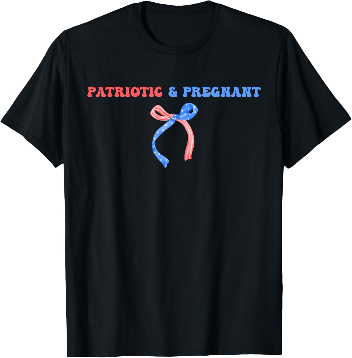 Patriotic & Pregnant 4th of July Pregnancy Announcement T-Shirt - T-Shirt | Black