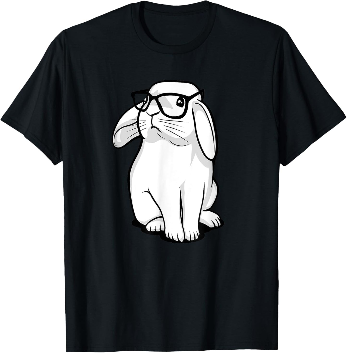 Rabbit Nerdy Geek Bunny With Glasses Kids Girls Boys T-Shirt - T-Shirt | Black
