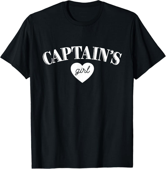 Captains Girl T Shirt Cute Boat Military Pilot Team Wife T-Shirt - T-Shirt | Black