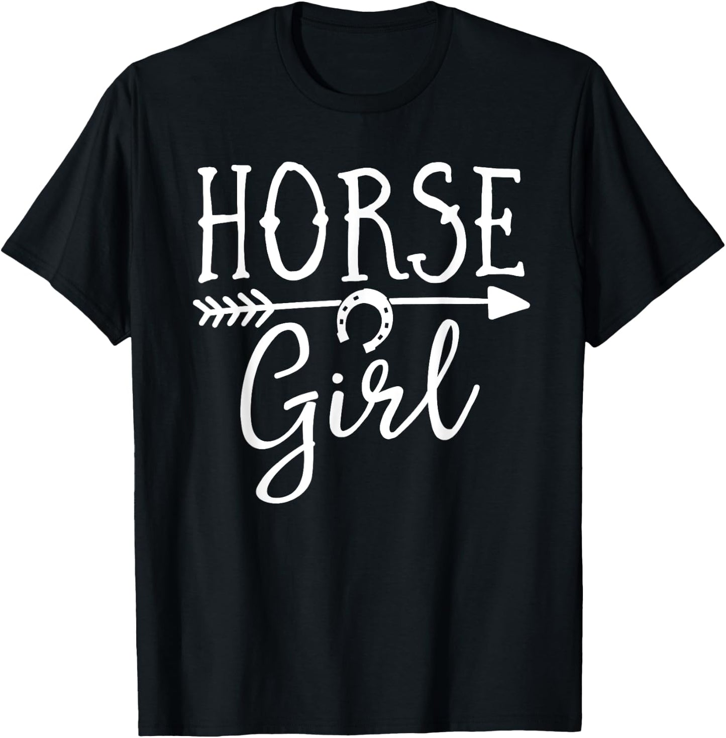 Horse Girl Equestrian Riding Rider Show Farm Barn Horseshoe T-Shirt - T-Shirt | Black