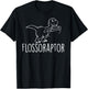 Flossoraptor Flossing Cute Dinosaur Dental Babe T Shirt T-Shirt - T-Shirt | Black