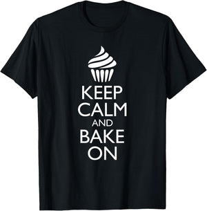 Keep Calm and Bake On Shirt with Cupcake T-Shirt - T-Shirt | Black