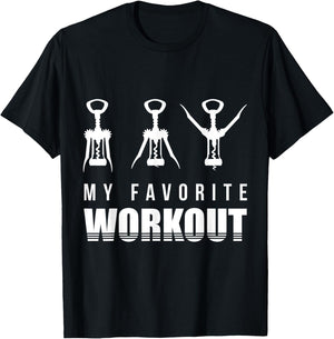 Corkscrew My Favorite Workout Corkscrew Funny Drinking T-Shirt - T-Shirt | Black