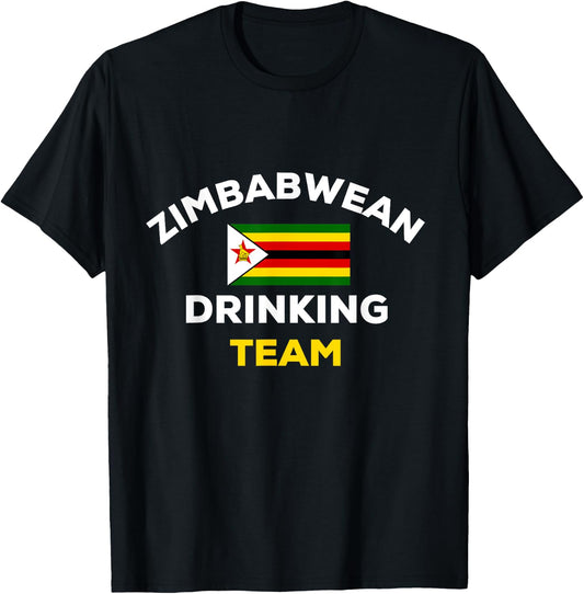 Zimbabwe Zimbabwean Drinking Team Funny Beer Flag Party T-Shirt - T-Shirt | Black