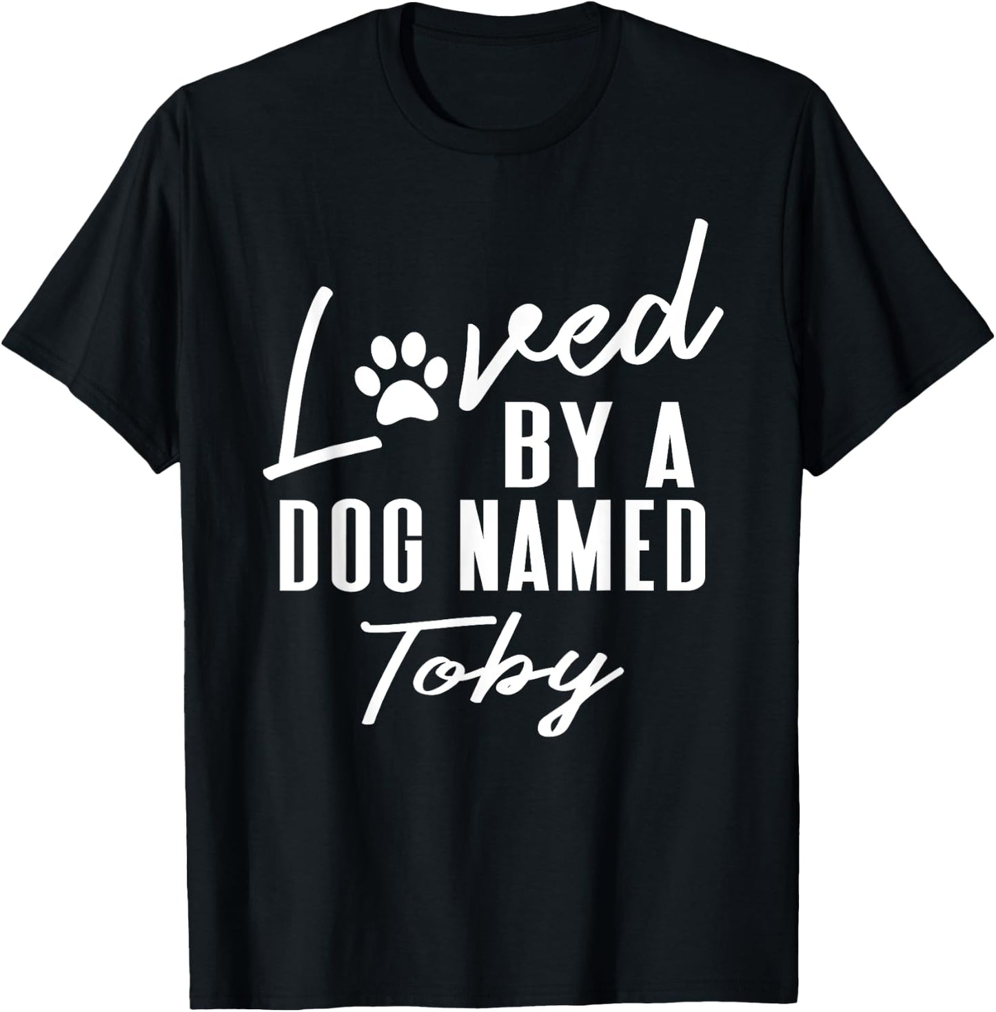 Personalized Dog Name Toby Gift - Pet Lover Paw Print T-Shirt - T-Shirt | Black