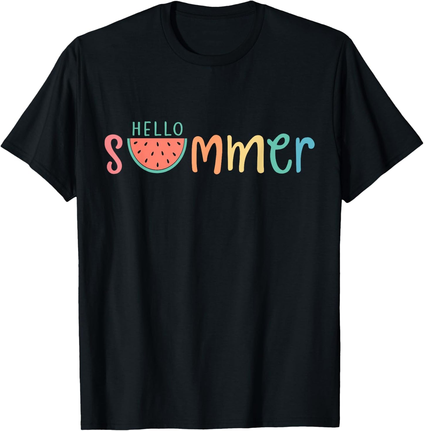Hello Summer Vacation Watermelon Gift Women Kids T-Shirt - T-Shirt | Black