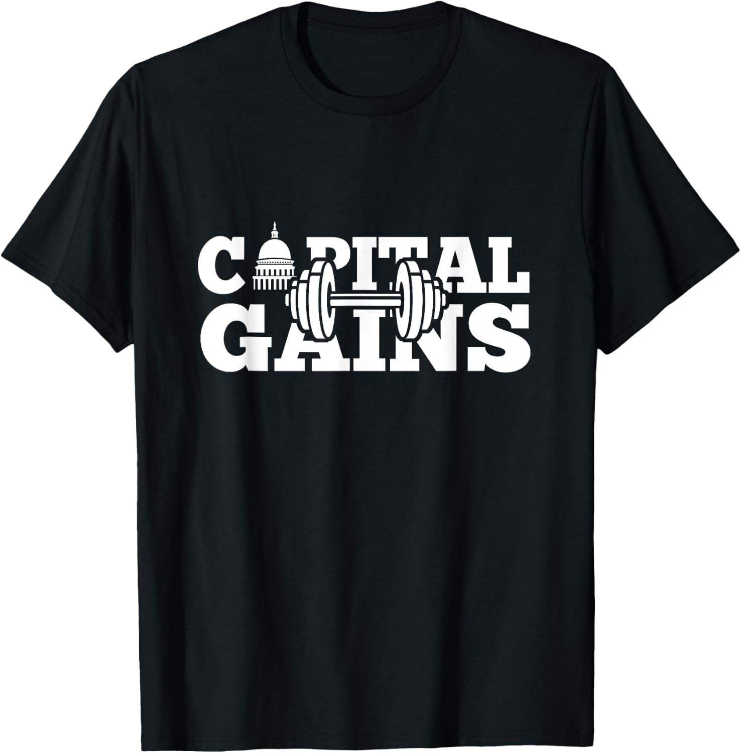 Funny Capital Gains Washington DC Fitness weightlifting T-Shirt - T-Shirt | Black