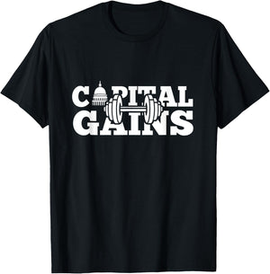 Funny Capital Gains Washington DC Fitness weightlifting T-Shirt - T-Shirt | Black