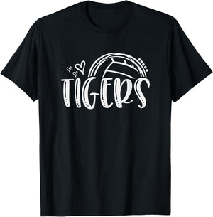 Volleyball Tigers School Sports Fan Team Spirit T-Shirt - T-Shirt | Black