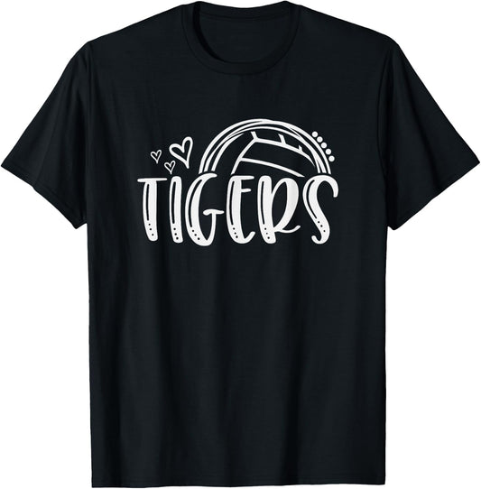 Volleyball Tigers School Sports Fan Team Spirit T-Shirt - T-Shirt | Black