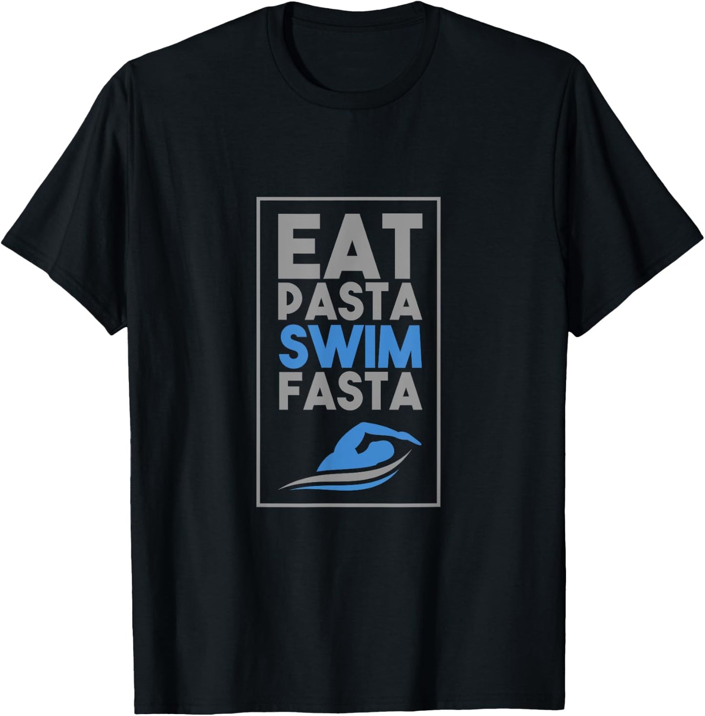UAB KIDKIS Kids Black Small Classic Fit Modern Short Sleeve Pasta Swim Fasta Funny Swimmer Swimming Gift T-Shirt - T-Shirt | Black