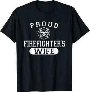 Husband Firefighter shirt For Wife Proud Firefighter's Wife T-Shirt - T-Shirt | Black