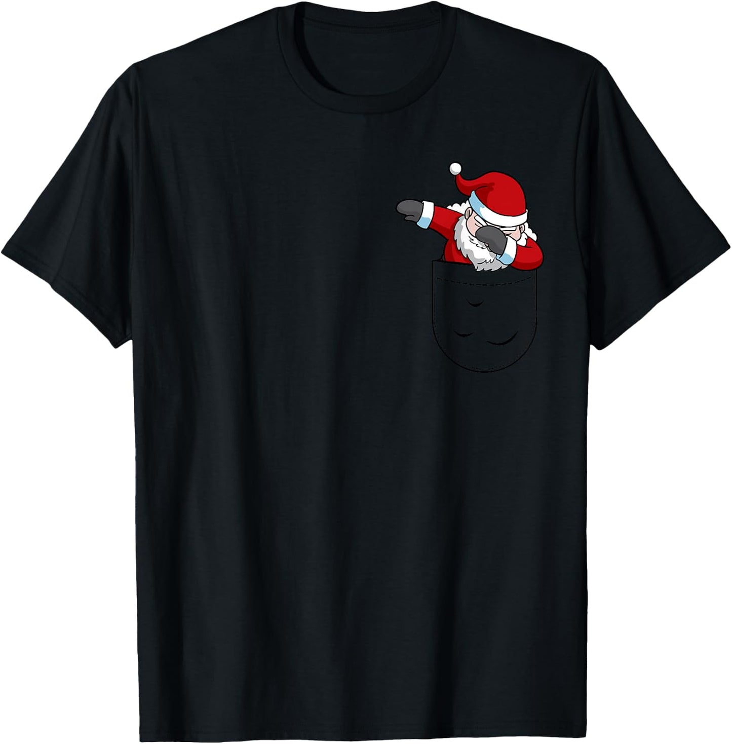 Christmas Santa Claus Dabbing Faux Pocket Holiday Design T-Shirt - T-Shirt | Black