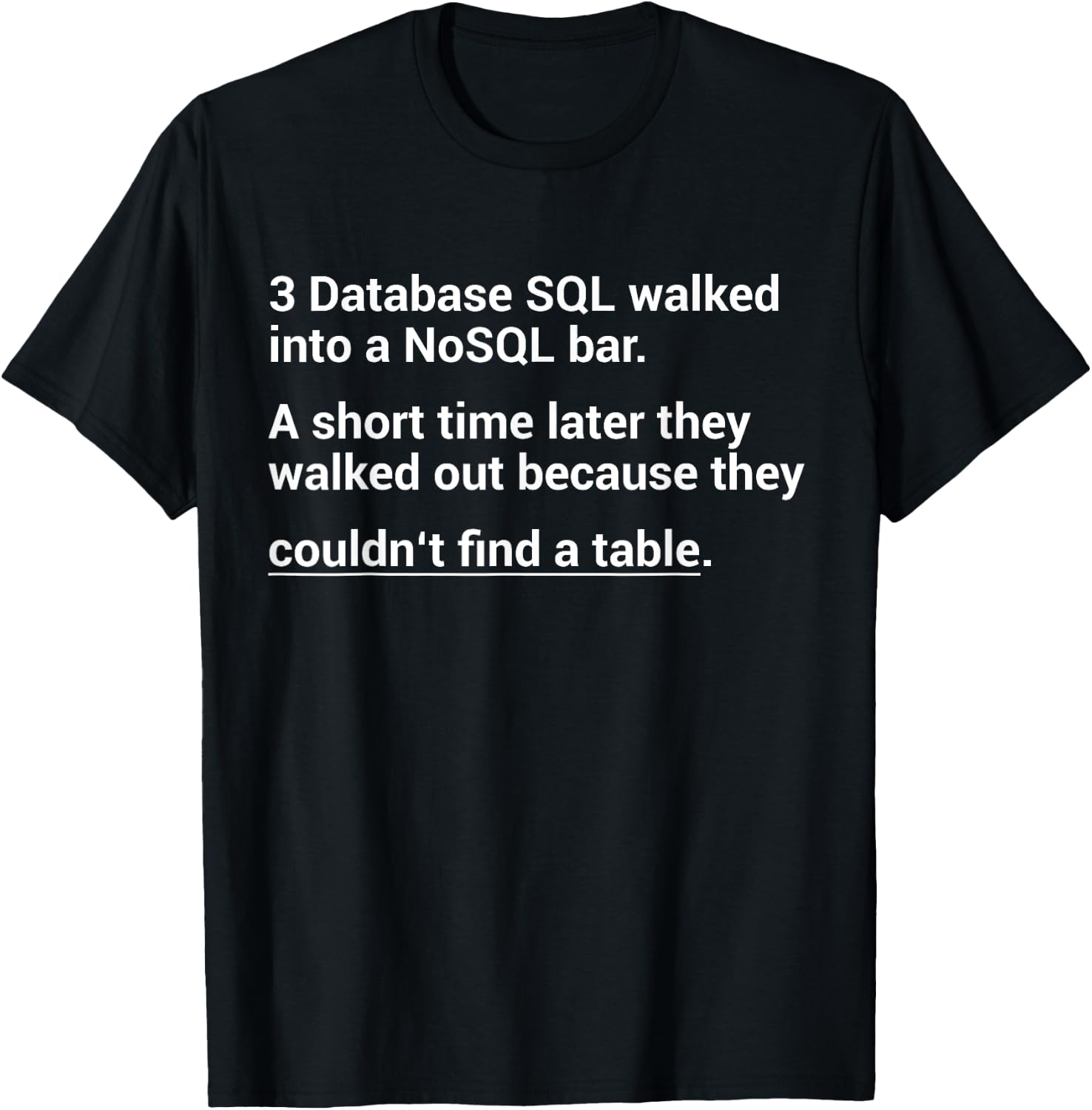 Funny SQL Query Joke For Programmer T-Shirt - T-Shirt | Black