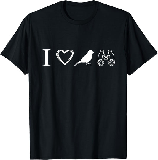 I Love Bird Watching Gift Birding Lover Watchers T-Shirt - T-Shirt | Black