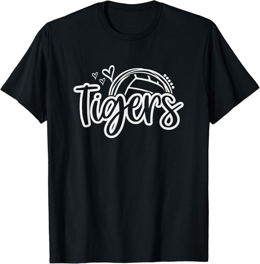 Volleyball Tigers School Sports Fan Team Spirit T-Shirt - T-Shirt | Black