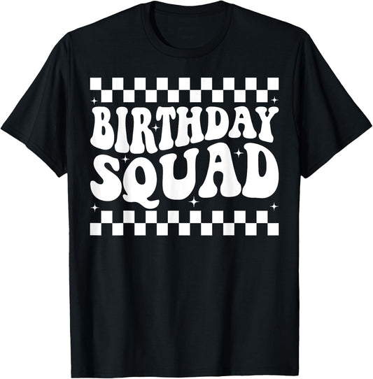 Birthday Squad Groovy Matching Family Birthday Squad T-Shirt - T-Shirt | Black