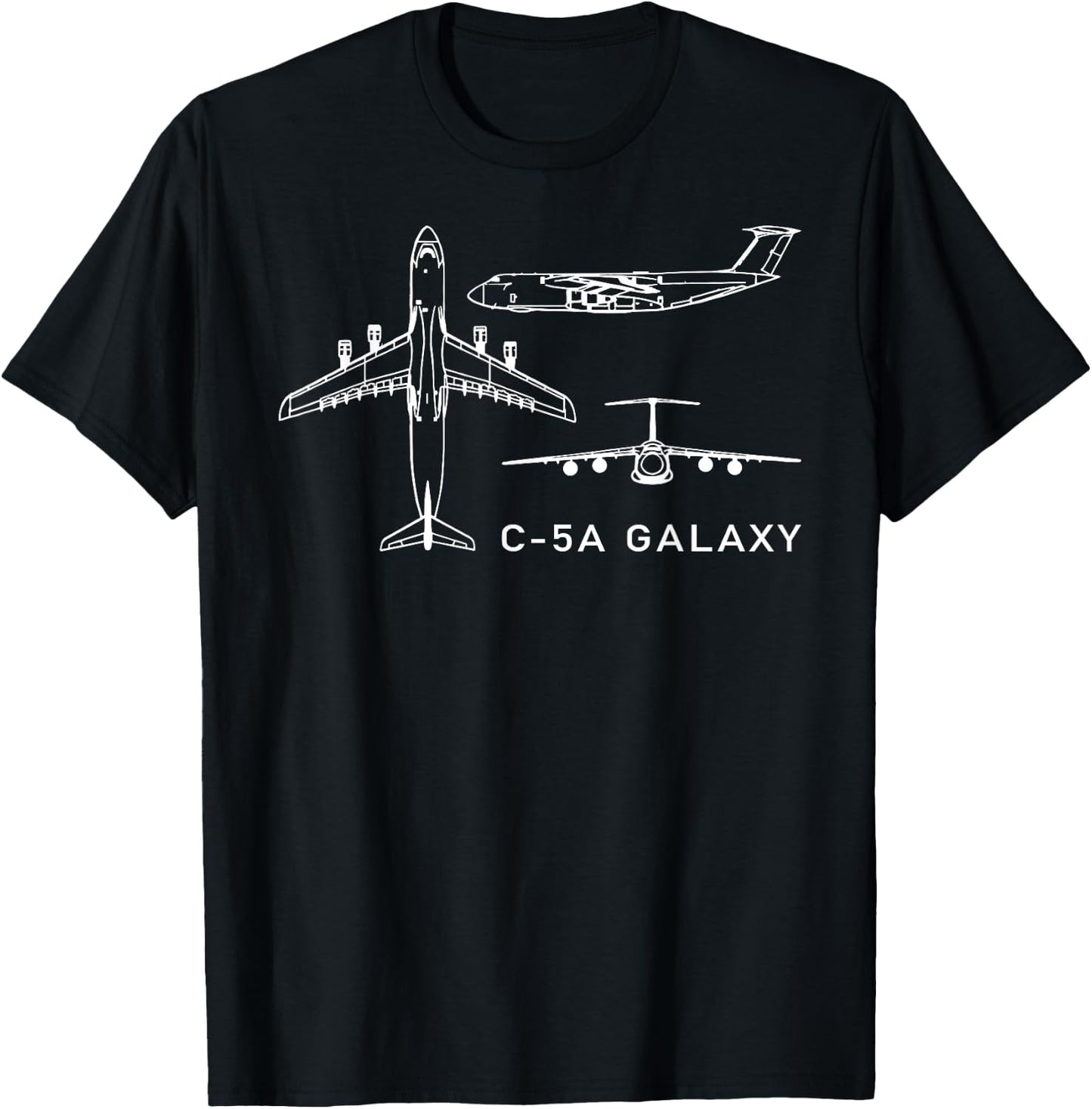C-5 Galaxy Military Transport Plane Airplane T-Shirt - T-Shirt | Black