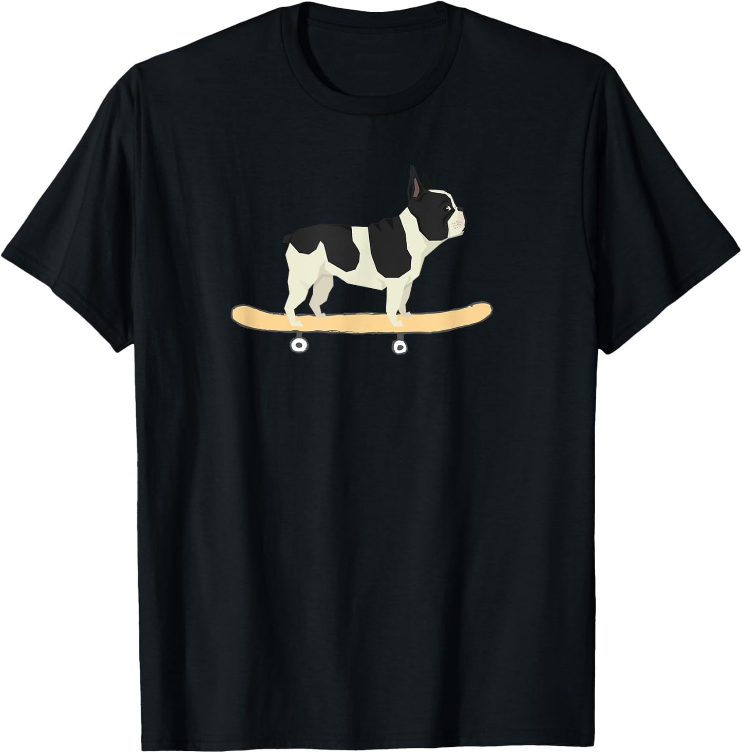 Funny Skateboarding French Bulldog Puppy Gift T-Shirt - T-Shirt | Black