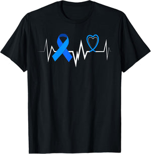 Heartbeat Colorectal Ribbon Colon Cancer Awareness Shirt T-Shirt - T-Shirt | Black