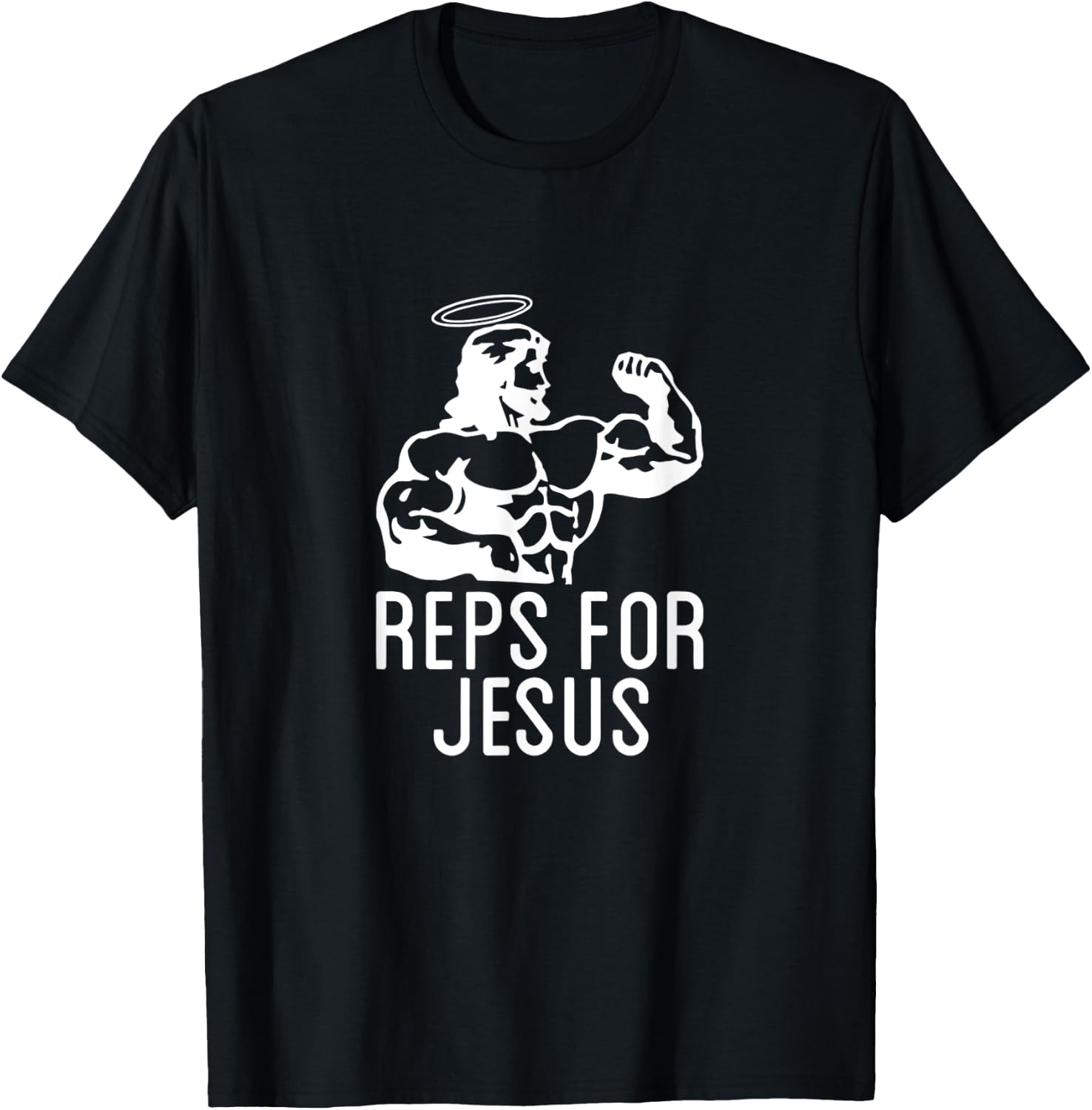 Reps For Jesus Muscular Swole Big Jesus Funny Lifting Shirt T-Shirt - T-Shirt | Black