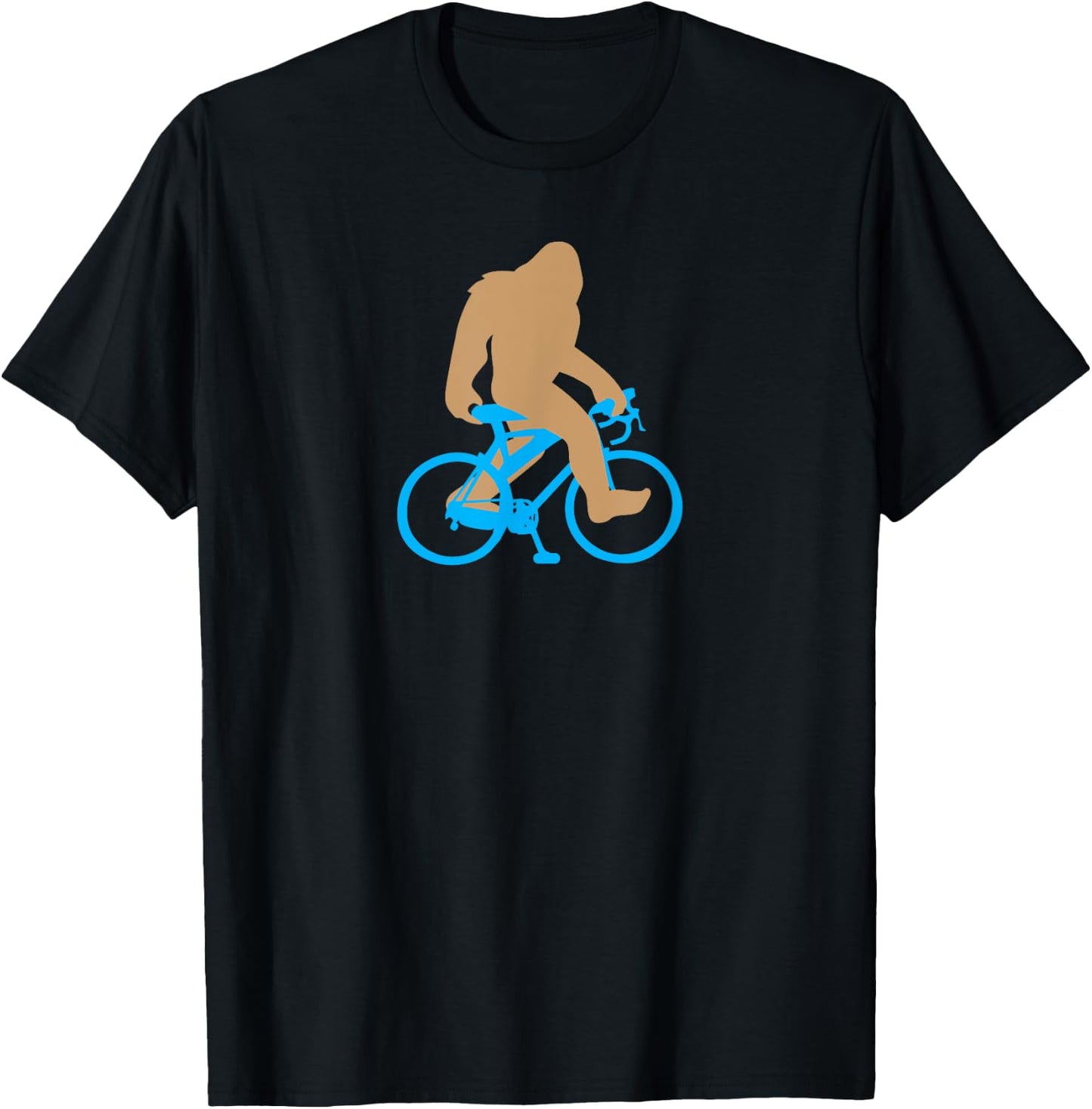 Bigfoot Riding Bicycle Shirt, Funny Cute Sasquatch Bike Gift T-Shirt - T-Shirt | Black