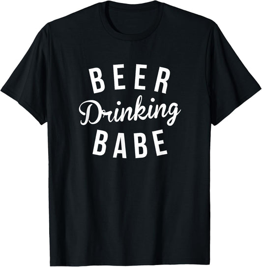 Beer Drinking Babe T-Shirt - T-Shirt | Black
