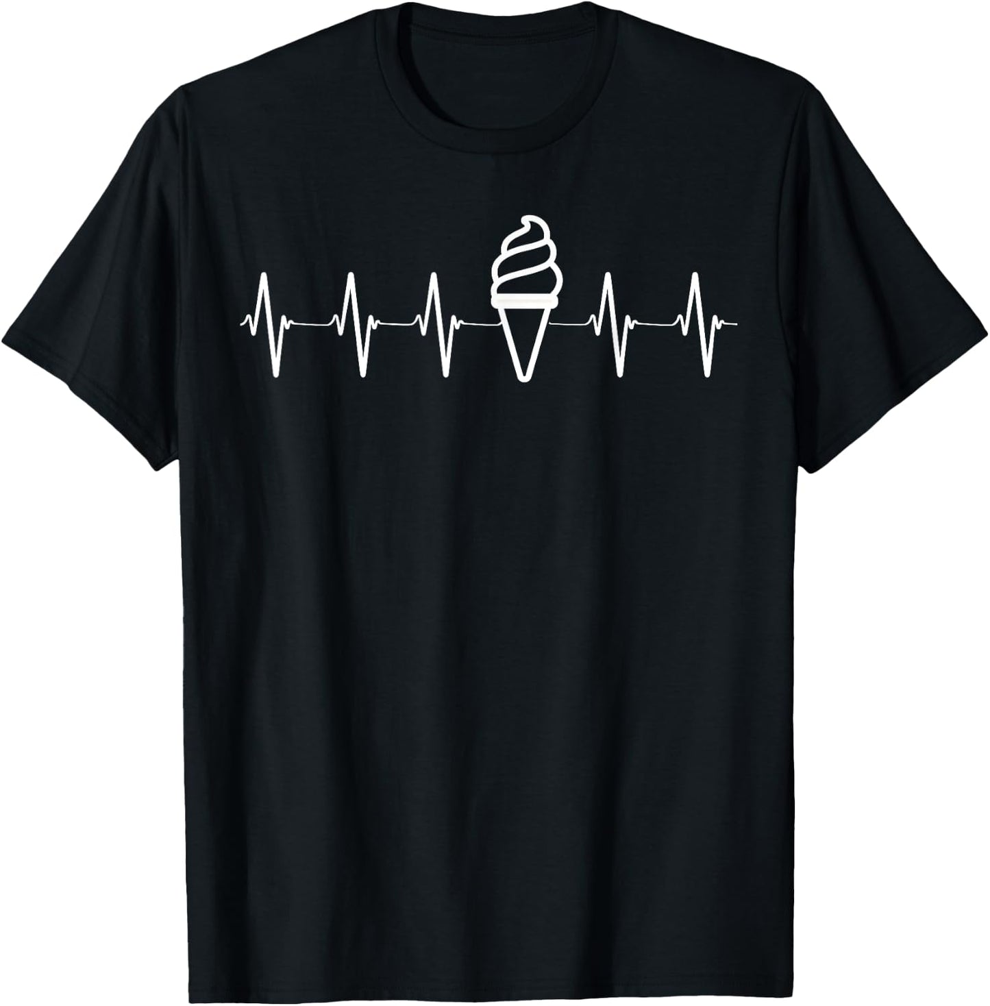Ice Cream Lovers Heartbeat Party Gift Men Women Kids T-Shirt - T-Shirt | Black