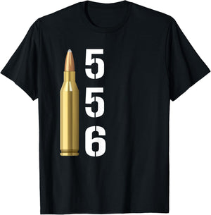 556 T Shirt Five Five Six AR-15 Rifle Gun Ammo Gift T-Shirt - T-Shirt | Black
