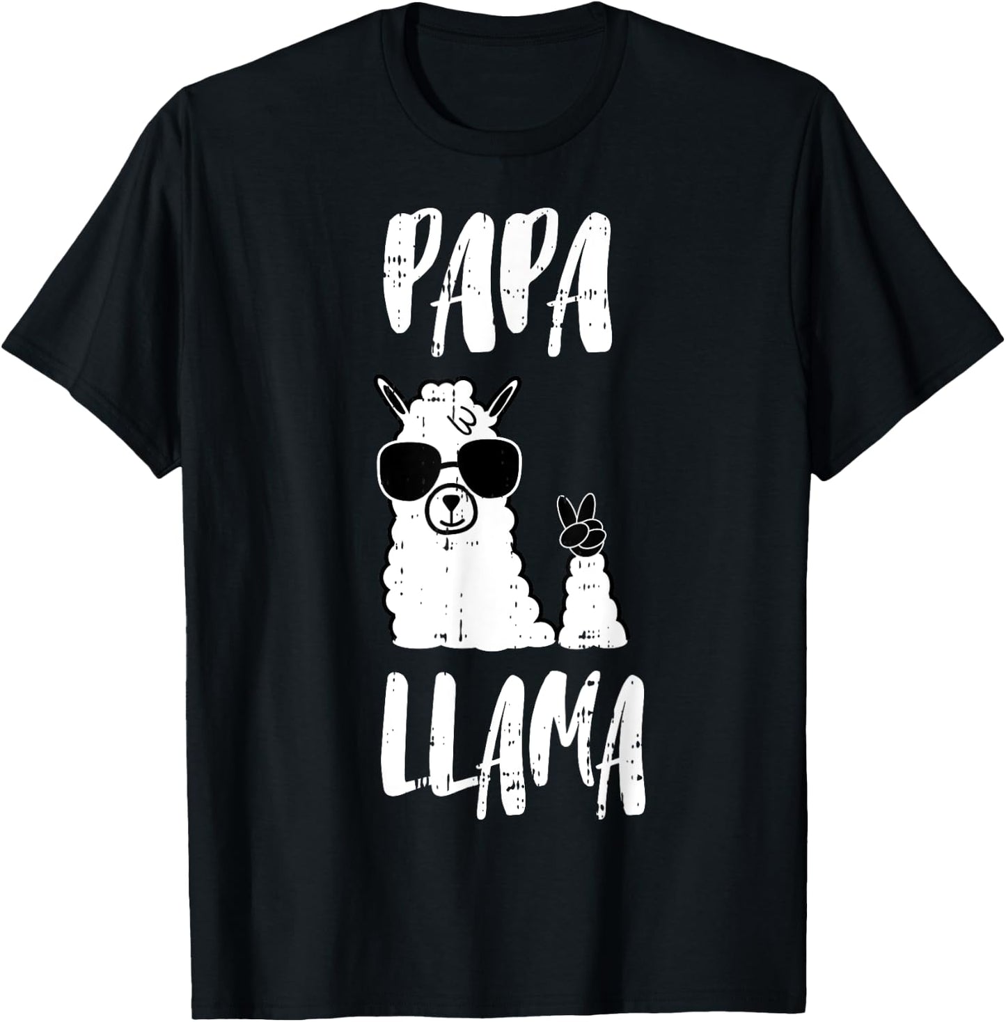 Funny Papa Llama Daddy Cute First Fathers Day Outfit T-Shirt - T-Shirt | Black